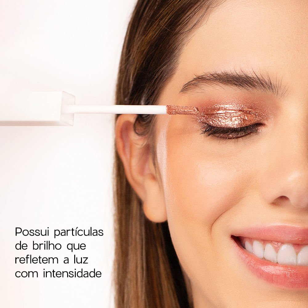 Sombra Líquida Pêssego - Shine & Glow Liquid Eyeshadow Soft Peach Océane Limited 4,2g Marrom 3