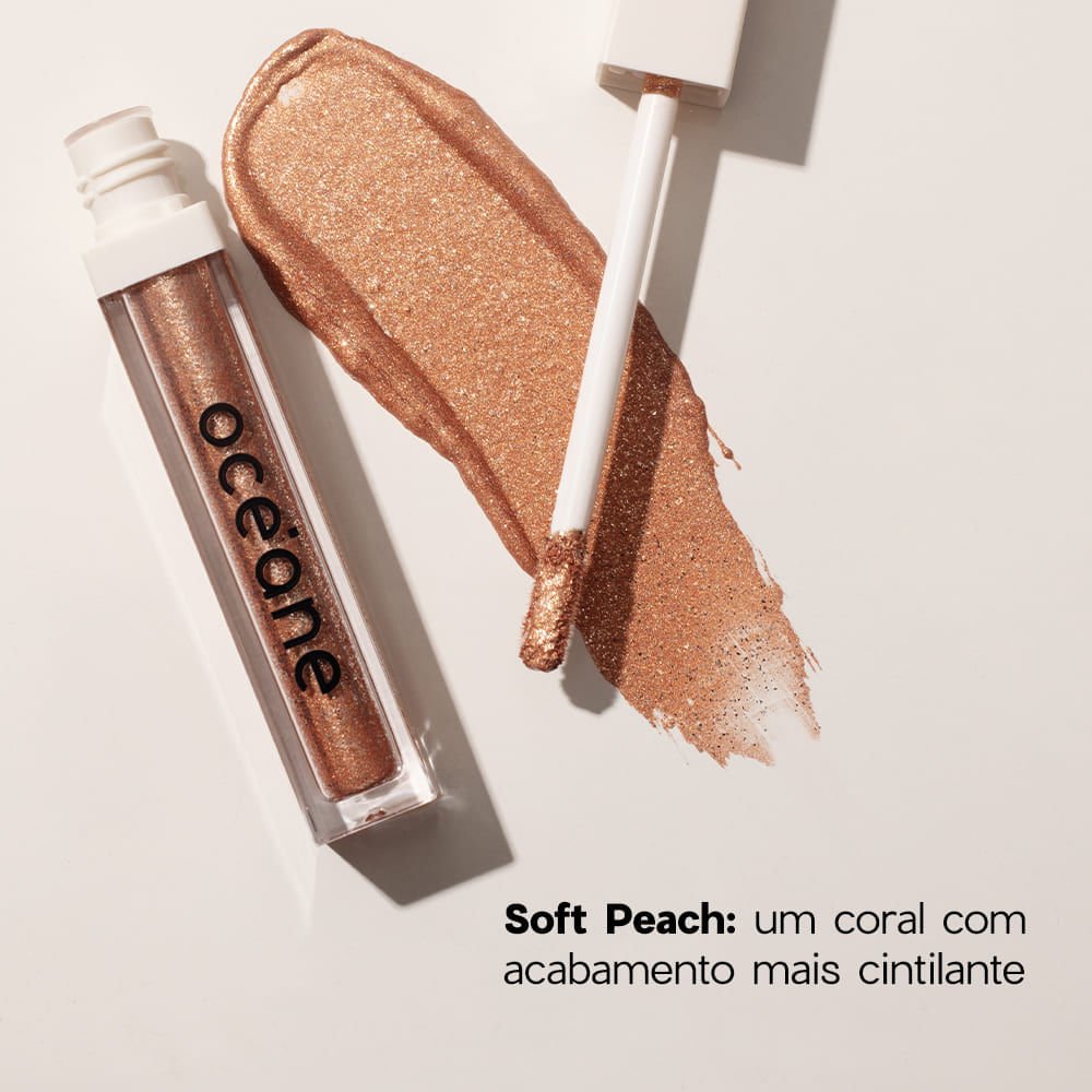 Sombra Líquida Pêssego - Shine & Glow Liquid Eyeshadow Soft Peach Océane Limited 4,2g Marrom 6