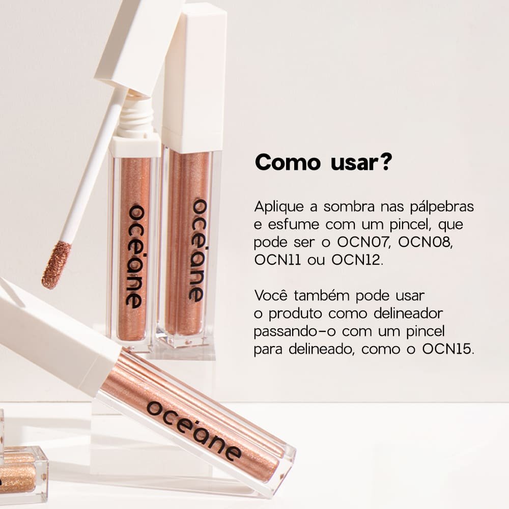 Sombra Líquida Pêssego - Shine & Glow Liquid Eyeshadow Soft Peach Océane Limited 4,2g Marrom 7