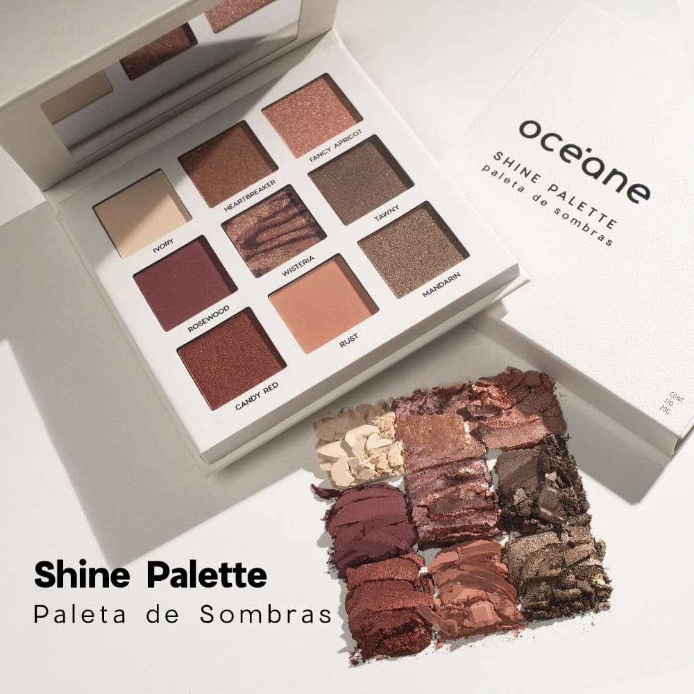 Kit Paleta de Sombras Shine + Sombra Líquida Pêssego Océane Limited (2 Produtos) ÚNICO 2