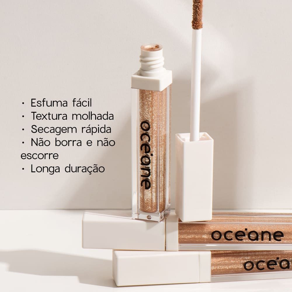 Kit Paleta de Sombras Shine + Sombra Líquida Pêssego Océane Limited (2 Produtos) ÚNICO 9
