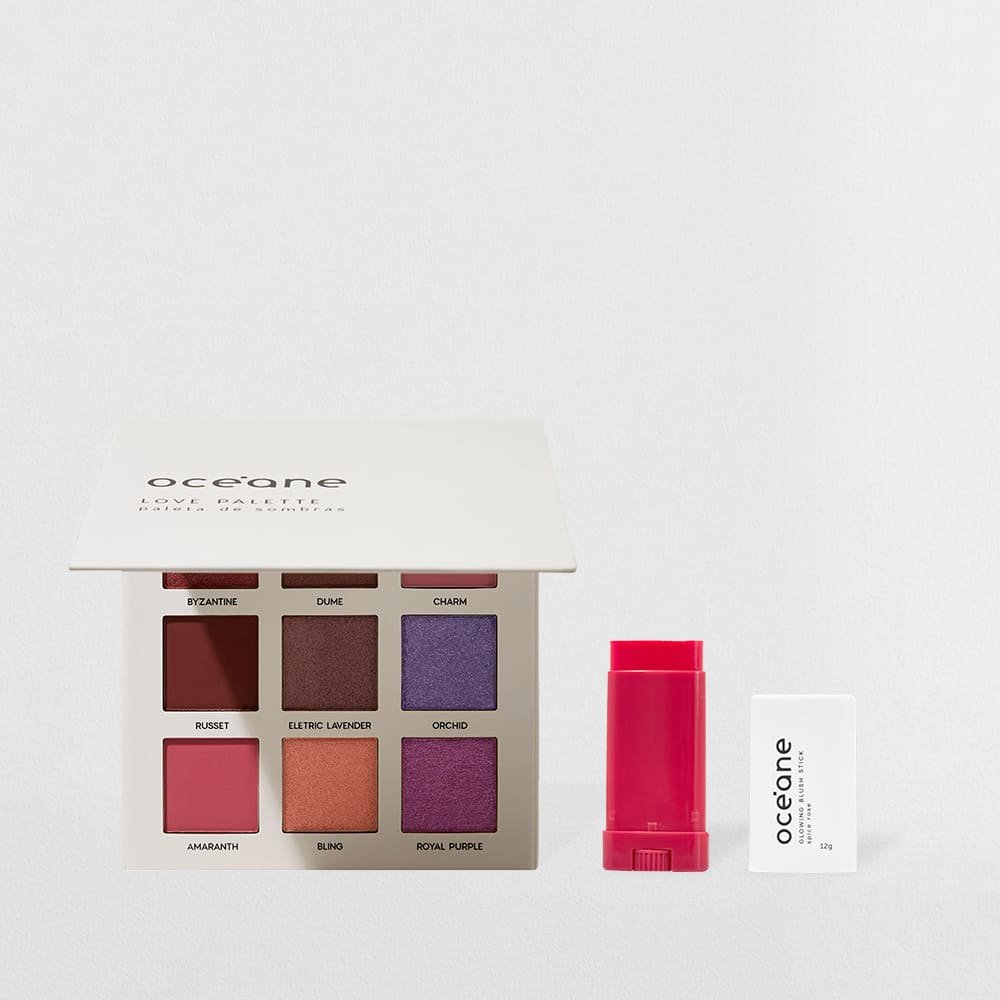 Kit Blush em Bastão Rosa + Paleta de Sombras Love Océane Limited (2 Produtos)