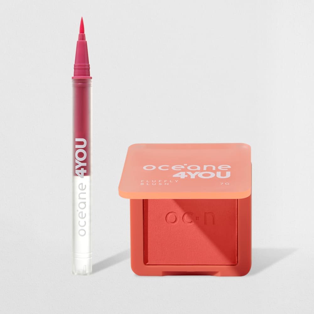 Kit Blush Cremoso Pêssego + Caneta Delineadora Rosa 4you (2 Produtos)