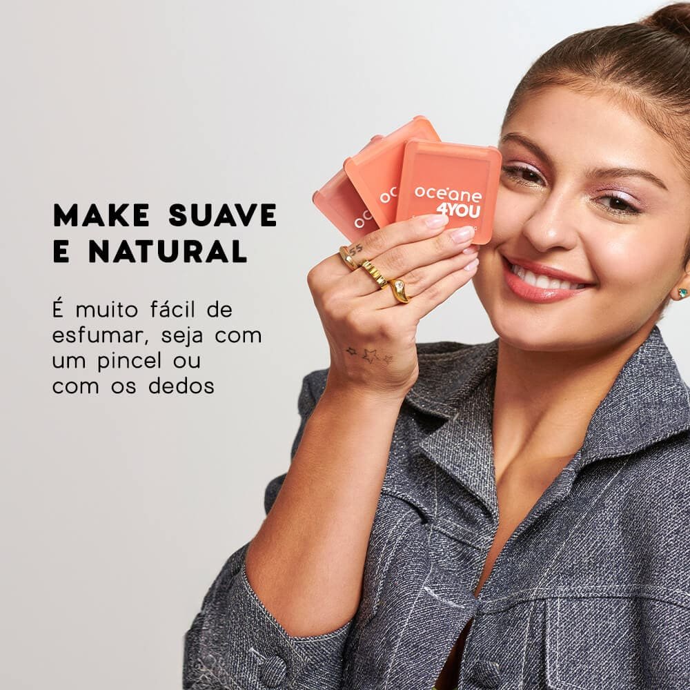 Kit Blush Cremoso Coral + Caneta Batom Rosa + Primer Facial 4you (3 Produtos) Multicores 3