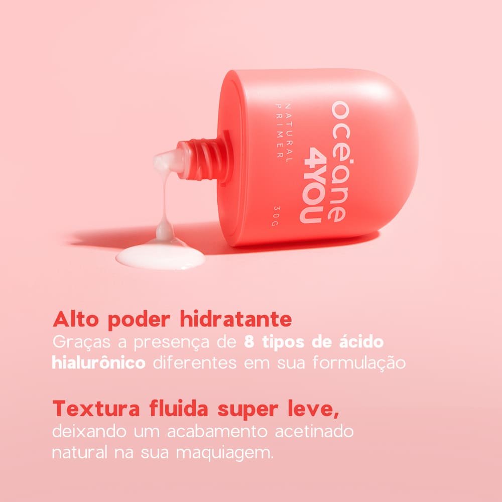 Kit Blush Cremoso Coral + Caneta Batom Rosa + Primer Facial 4you (3 Produtos) Multicores 9