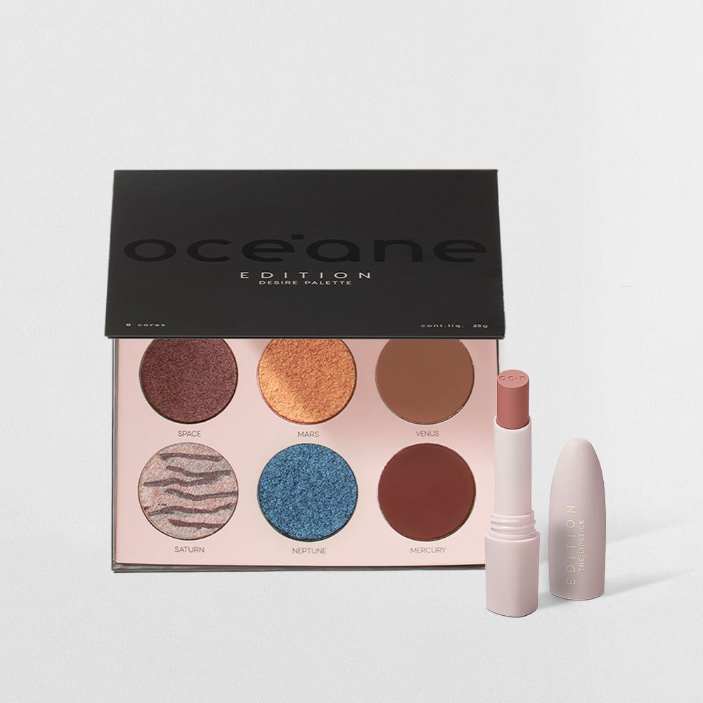 Kit Paleta de Sombras Desire + Batom Nude Océane Edition (2 Produtos)