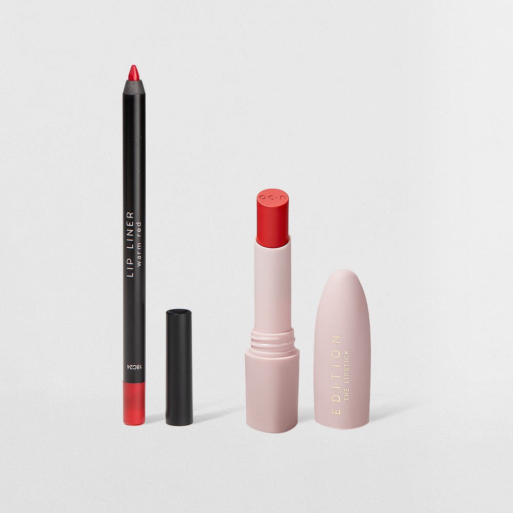 Kit Lápis Labial Vermelho + Batom Vermelho Océane Edition (2 Produtos)