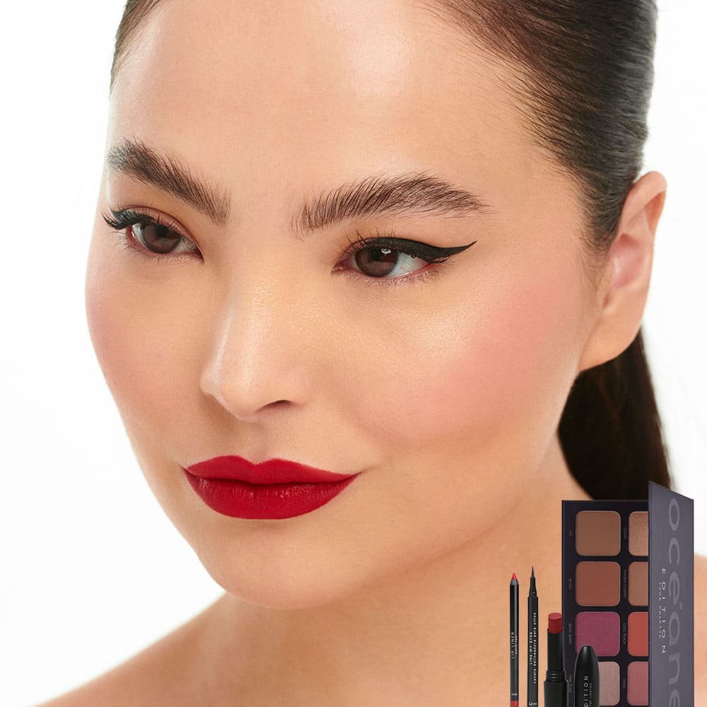 Kit Paleta Multifuncional Face Palette + Batom Vermelho + Lápis Labial Vermelho + Caneta Delineadora Océane Edition (4 Produtos) Multicores 9