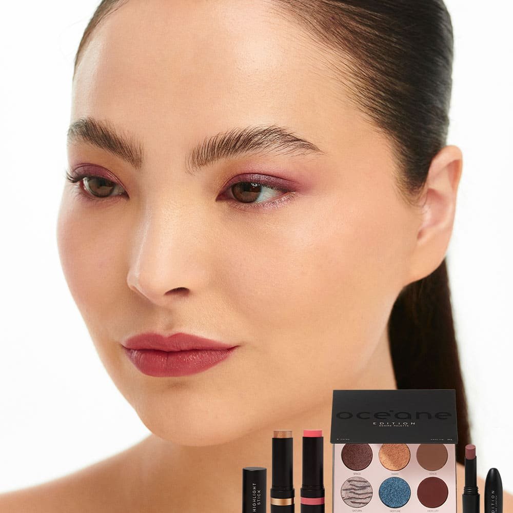 Kit Paleta de Sombras + Blush em Bastão Rosa Claro + Iluminador em Bastão + Batom Nude Semi-Matte Océane Edition (4 Produtos) Multicores 9