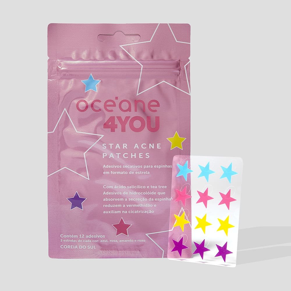 Adesivos Secativos para Espinhas com Ácido Salicílico - Star Acne Patches 4you 12un