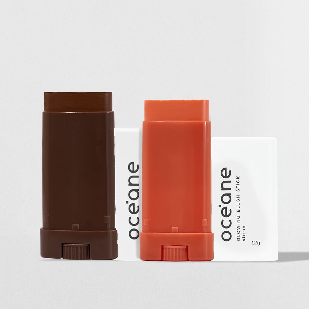 Kit Blush em Bastão Laranja + Contorno em Bastão Médio Océane Limited (2 Produtos)