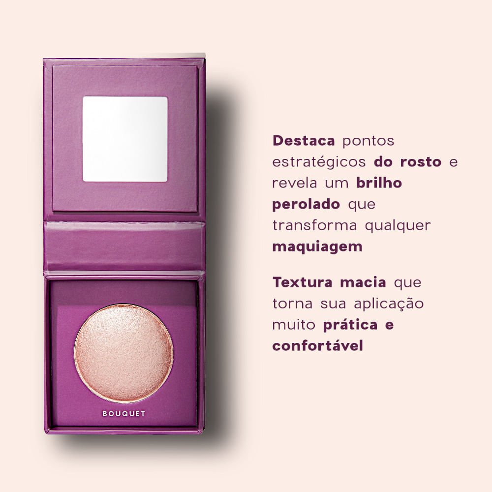 Kit Iluminador Rosa + Blush Líquido Laranja + Mini Batom Nude Océane (3 Produtos)