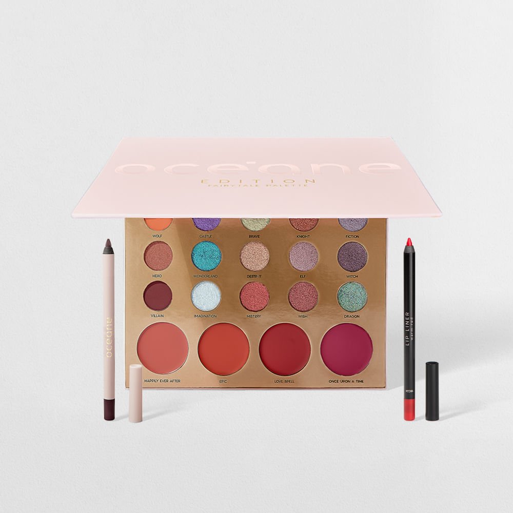 Kit Paleta Multifuncional Fairytale + Lápis para Olhos Bordô + Lápis Labial Vermelho Océane Edition (3 Produtos) ÚNICO 1