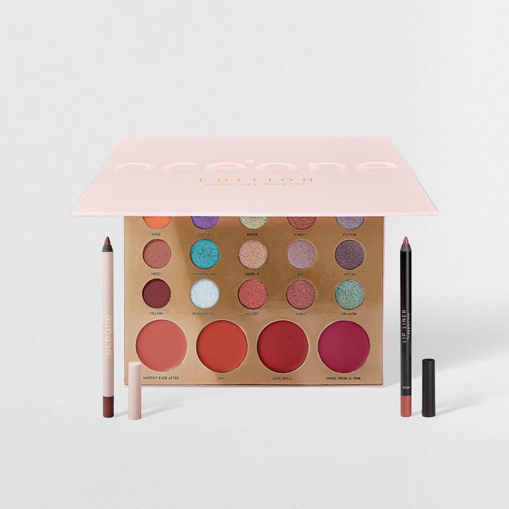 Kit Paleta Multifuncional Fairytale + Lápis para Olhos Cobre + Lápis Labial Marrom Océane Edition (3 Produtos)