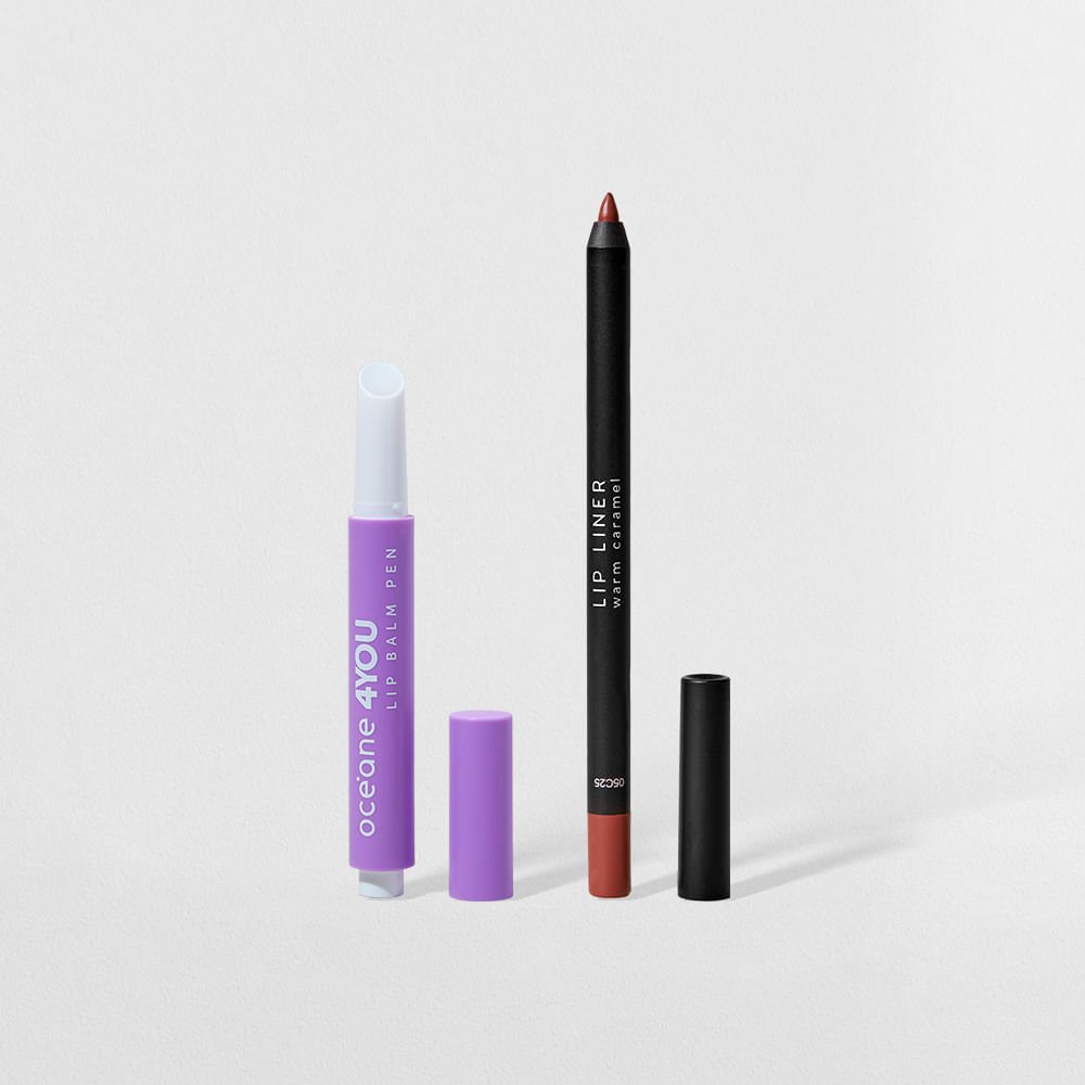Kit Lip Balm Pen Clear + Lápis Labial Marrom (2 Produtos)