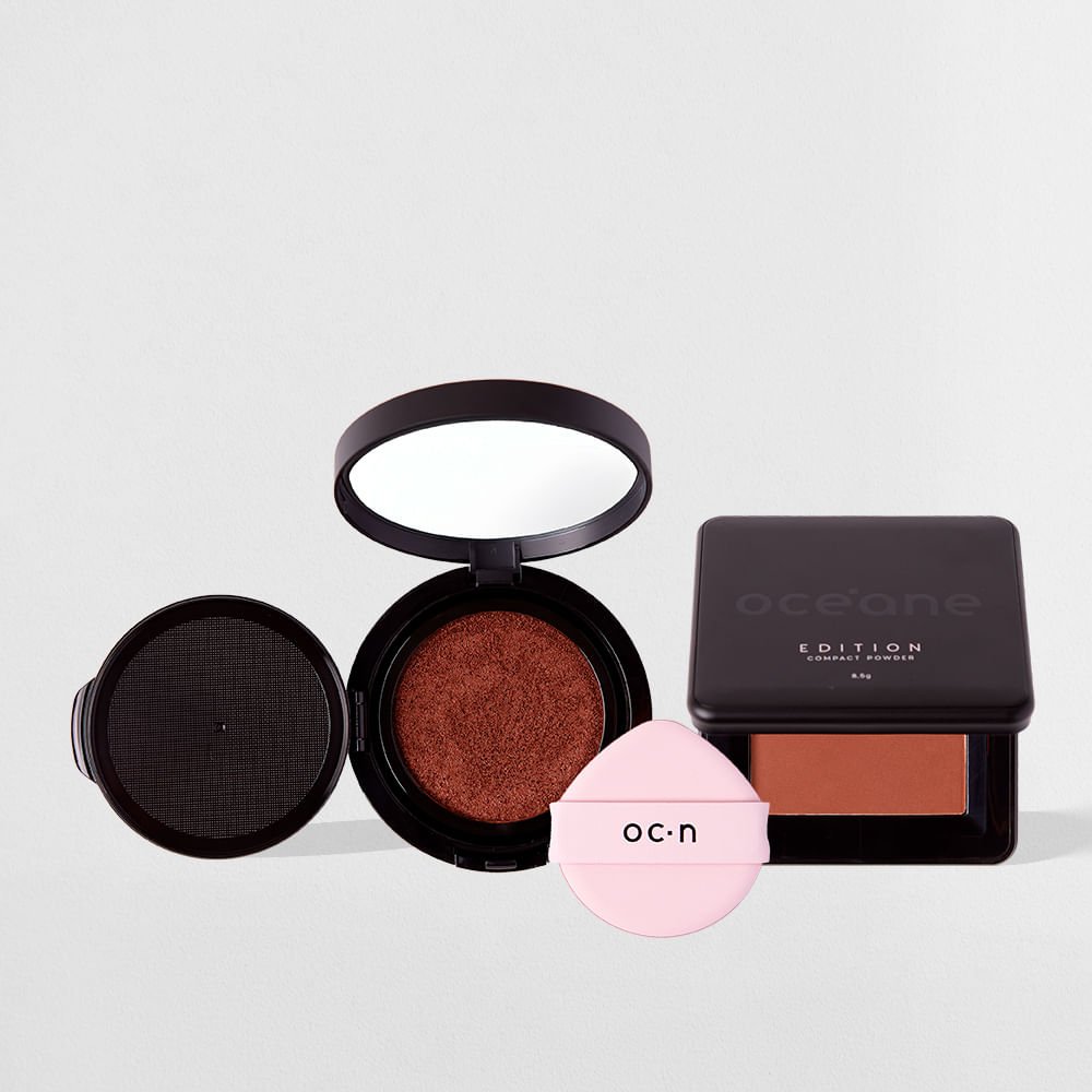 Kit Base Líquida Cushion 80 + Pó Compacto Toffee Océane Edition (2 Produtos)
