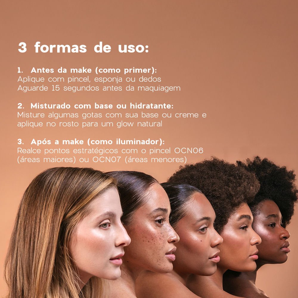 Primer Iluminador Facial Escuro Nádia Tambasco By Océane - Glow Skin Tan 30ml Glow Skin Tan 6