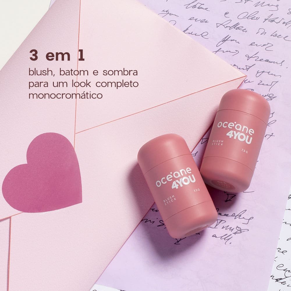 Blush em Bastão Rosa - Blush Stick Love Letter 4you Love Letter 4