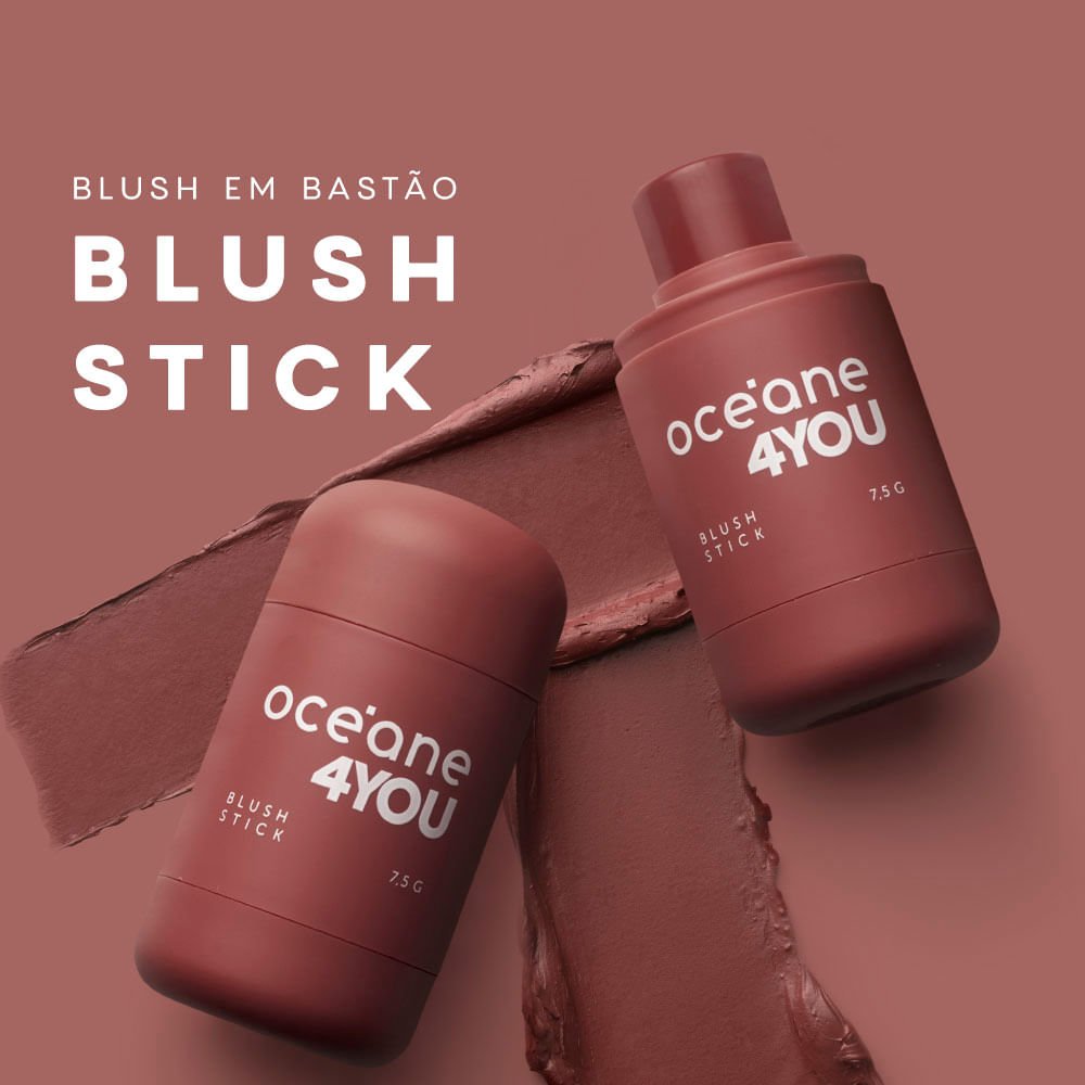 Kit Blush em Bastao Nude +  Blush em Bastao Vinho 4you ÚNICO 5