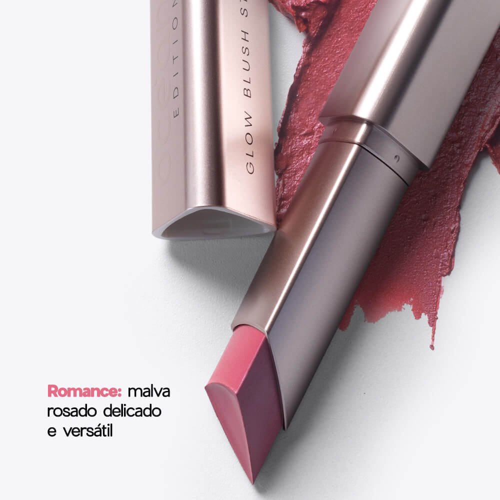 Blush em Bastão Cintilante Malva Rosado Glow Blush Stick Romance Océane Edition 7g Malva 2