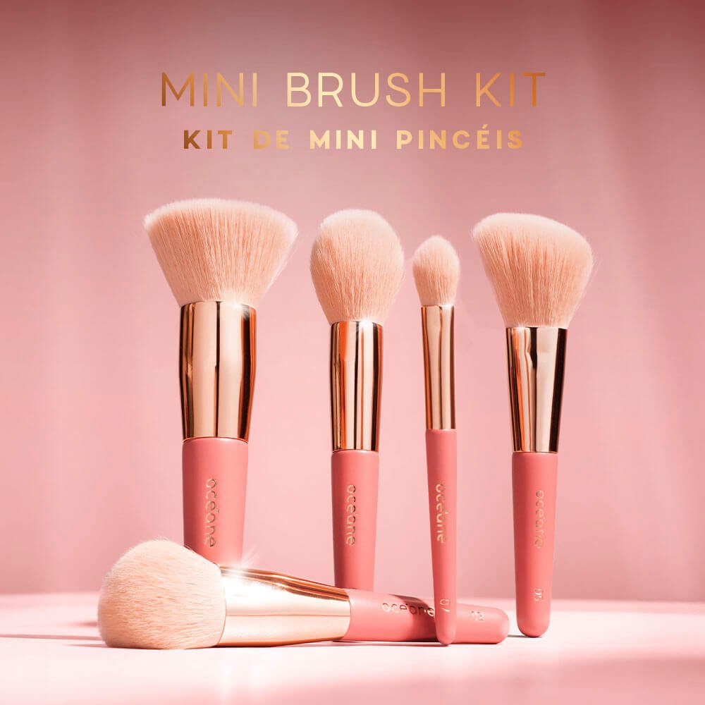 Mini Kit com 5 Pincéis Coral Mini Brush Kit ÚNICO 2