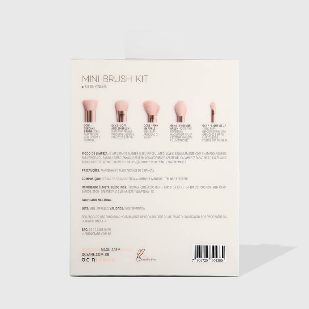 Mini Kit com 5 Pincéis Coral Mini Brush Kit ÚNICO 9