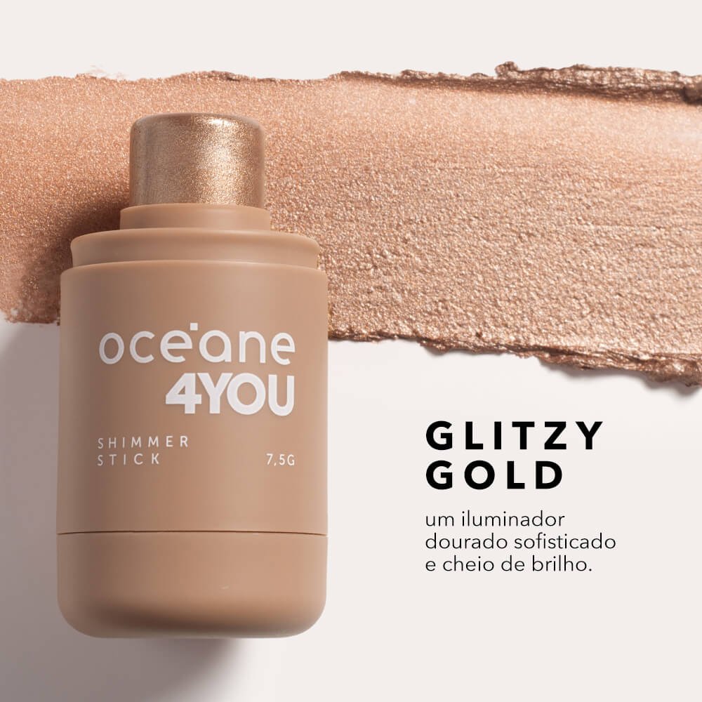 Iluminador em Bastão Dourado - Shimmer Stick Glitz Gold Oceane 4you 7,5g Glitz Gold 6