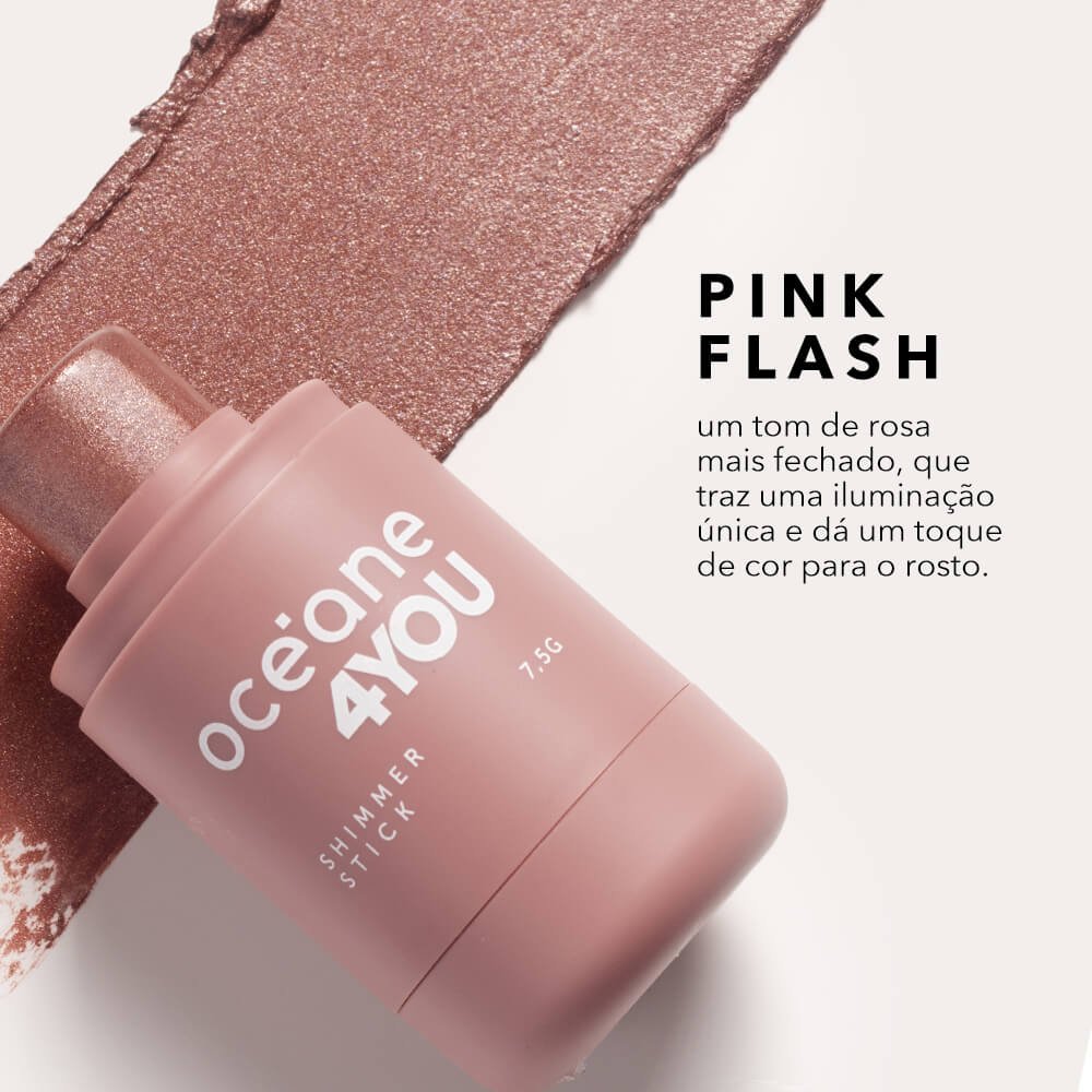 Iluminador em Bastão Rosado - Shimmer Stick Pink Flash Oceane 4you 7,5g Pink Flash 2