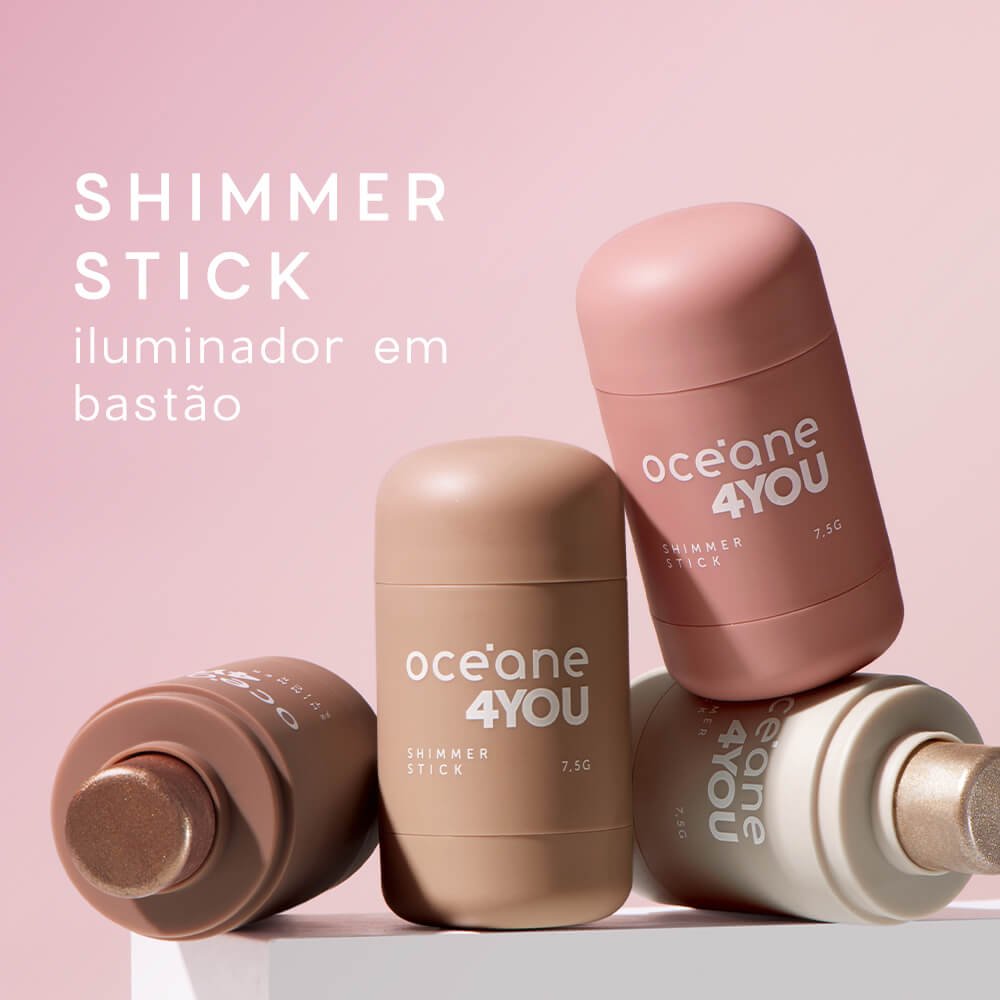 Iluminador em Bastão Rosado - Shimmer Stick Pink Flash Oceane 4you 7,5g Pink Flash 3