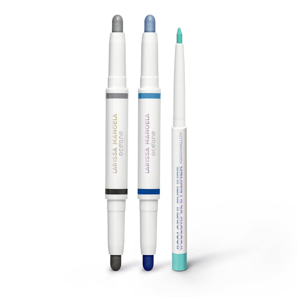 Kit Sombra em Bastão Dupla Azul + Sombra em Bastão Dupla Prata + Lápis Delineador Azul Larissa Manoela By Océane (3 Produtos) Multicores 1