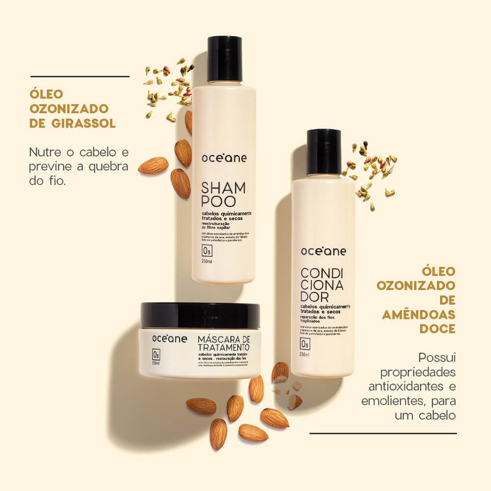 Kit Shampoo + Condicionador + Máscara de Tratamento Para Cabelos Quimicamente Tratados + Reconstrutor (4 Produtos) ÚNICO 8