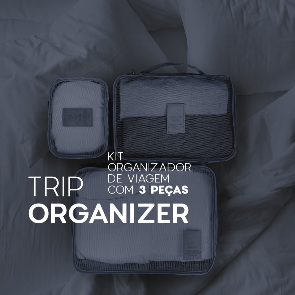 Organizador de Viagem Cinza - Trip Organizer 3un Cinza 2
