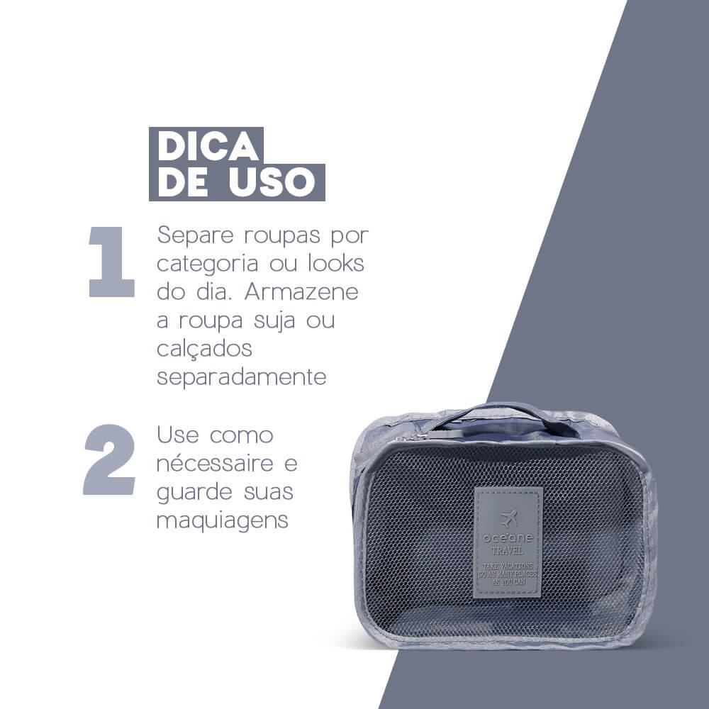 Organizador de Viagem Cinza - Trip Organizer 3un Cinza 6