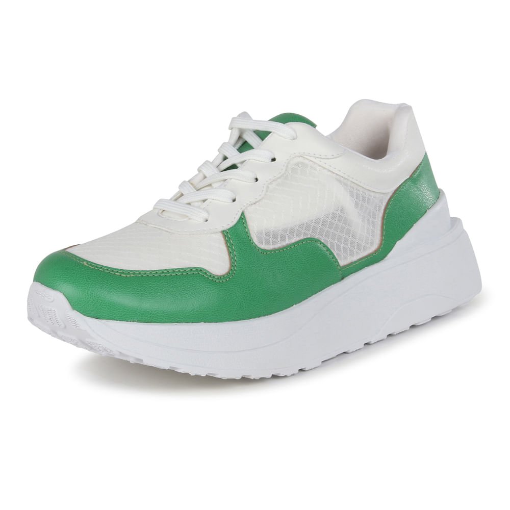 Tênis Flatform Jogging com Tela Verde Verde 3