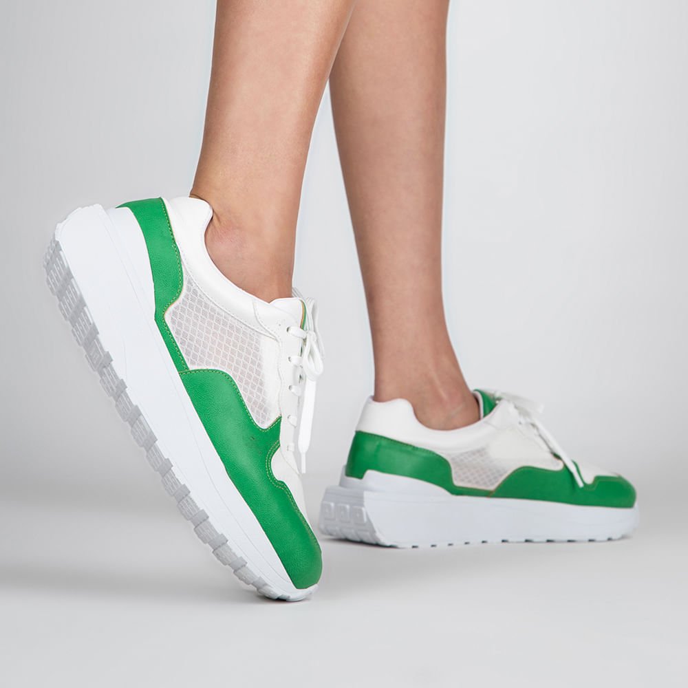 Tênis Flatform Jogging com Tela Verde Verde 6