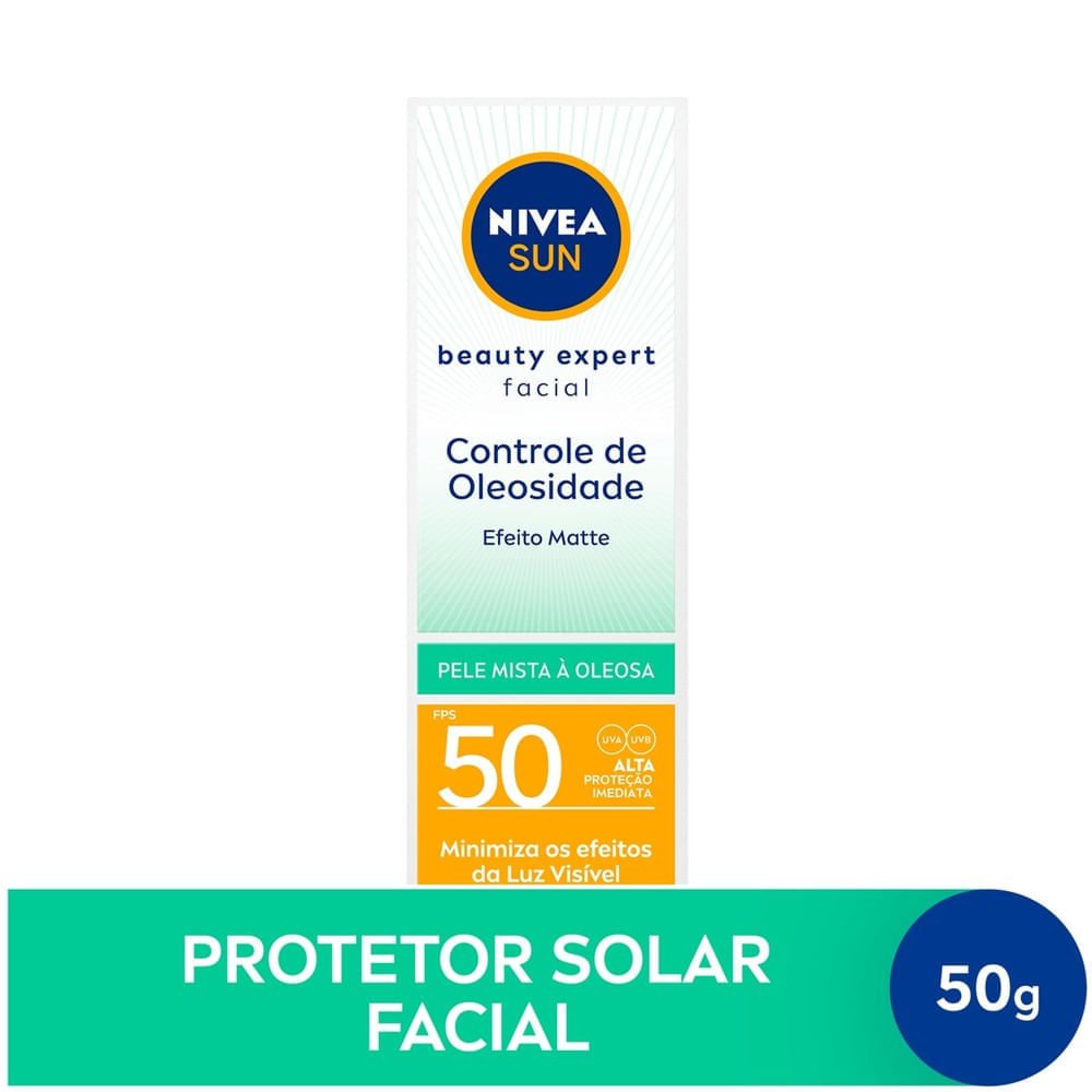 NIVEA SUN Protetor Solar Facial Beauty Expert FPS 50 50g Pele Oleosa