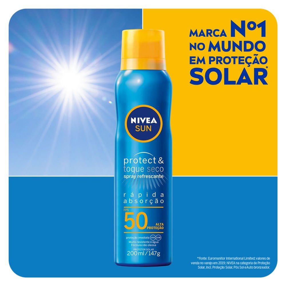 NIVEA SUN Protetor Solar Spray Protect & Toque Seco FPS 50 200ml 200ml 3