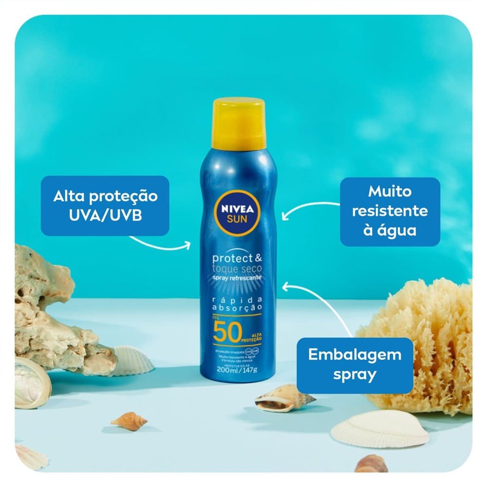 NIVEA SUN Protetor Solar Spray Protect & Toque Seco FPS 50 200ml 200ml 4