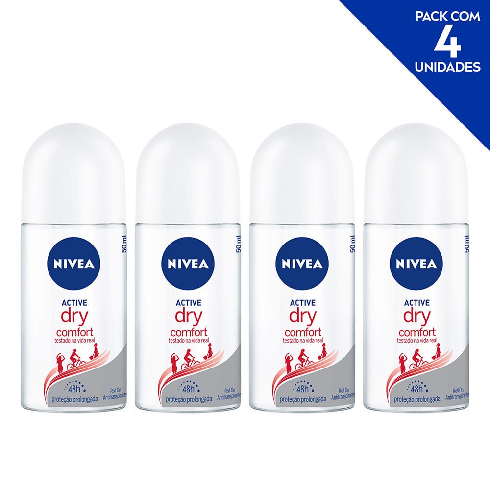 Desodorante Antitranspirante Roll On NIVEA Dry Comfort 50ml - 4 unidades  ÚNICO