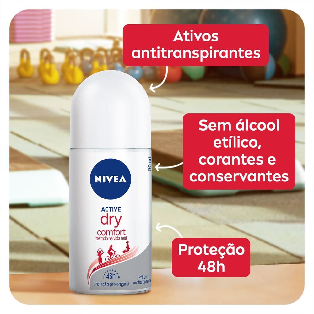 Desodorante Antitranspirante Roll On NIVEA Dry Comfort 50ml - 4 unidades  ÚNICO
