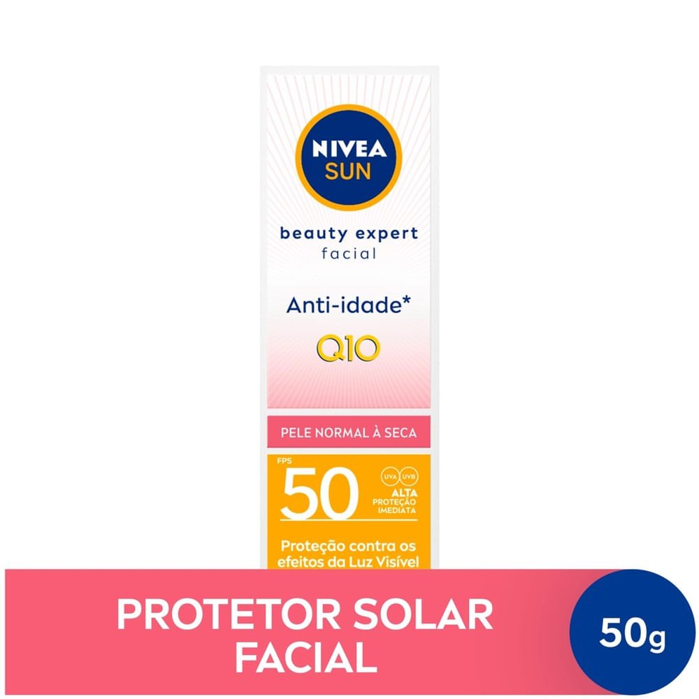 NIVEA SUN Protetor Solar Facial Beauty Expert Pele Normal a Seca FPS 50 50g