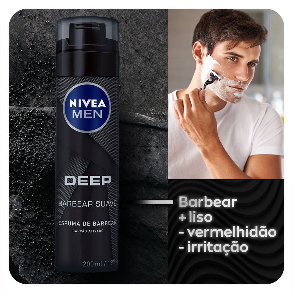Espuma de Barbear NIVEA Men Deep Black 200ml - 2 unidades ÚNICO 3