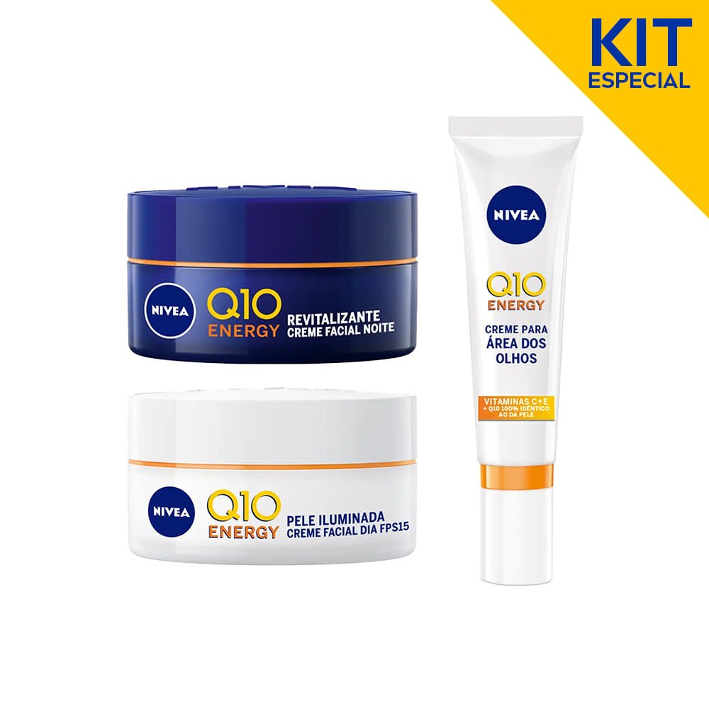 Kit Q10 Plus C + Olhos - Creme Facial Ant. Dia Q10 Plus C FPS15 50ml + Creme Facial Ant. Noite Q10 Plus C 50ml +Creme Ant. Olhos Q10 Plus C 15ml
