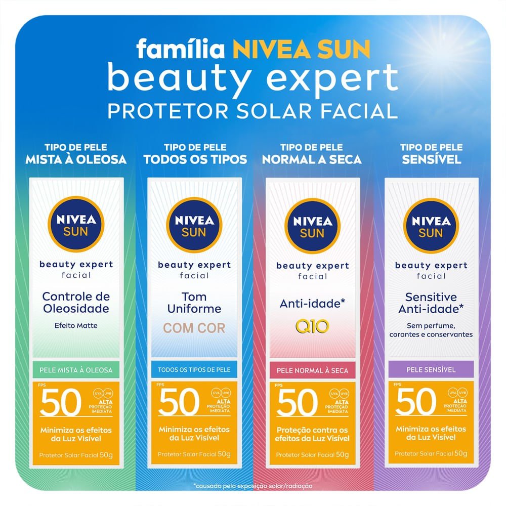 NIVEA SUN Protetor Solar Fac. BE Sensitive FPS 50 50g ÚNICO 9