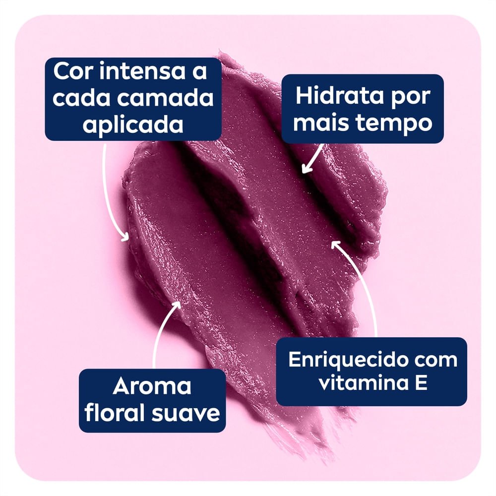 NIVEA Hidratante Labial Hidra Color 2 em 1 Violeta 4,8g 4,8g 5