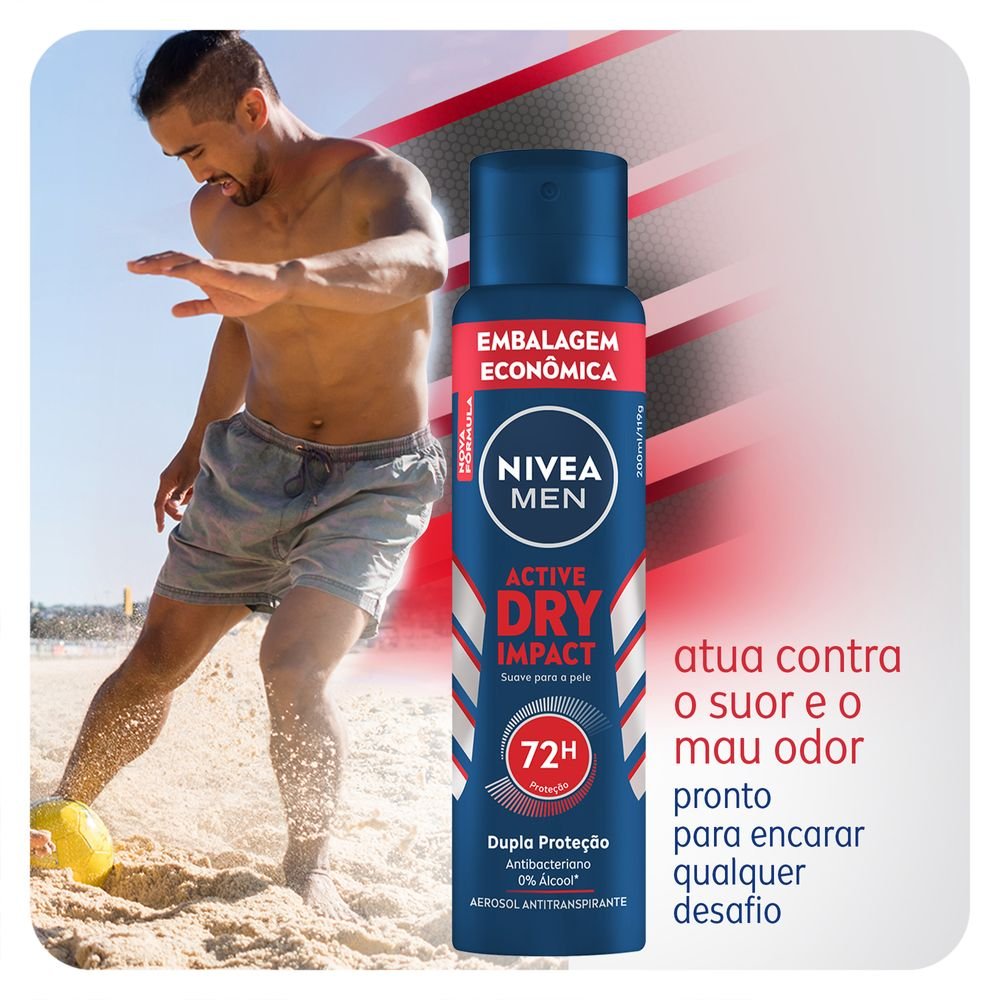 Nivea Men Desodorante Antitranspirante Aerosol Dry Impact 200Ml - 3 Unidades ÚNICO 3