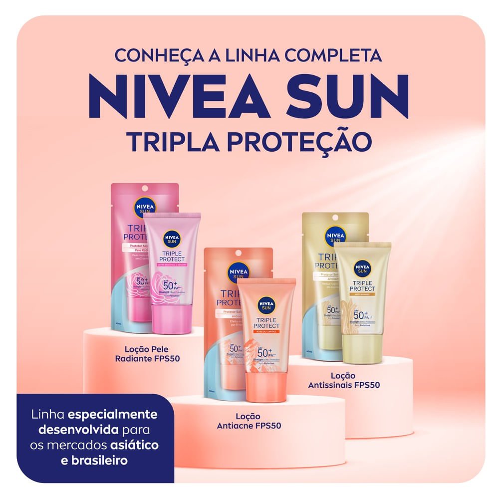 NIVEA SUN Protetor Solar Facial Tripla Proteção Loção Antiacne FPS50 40ml 40ml 8