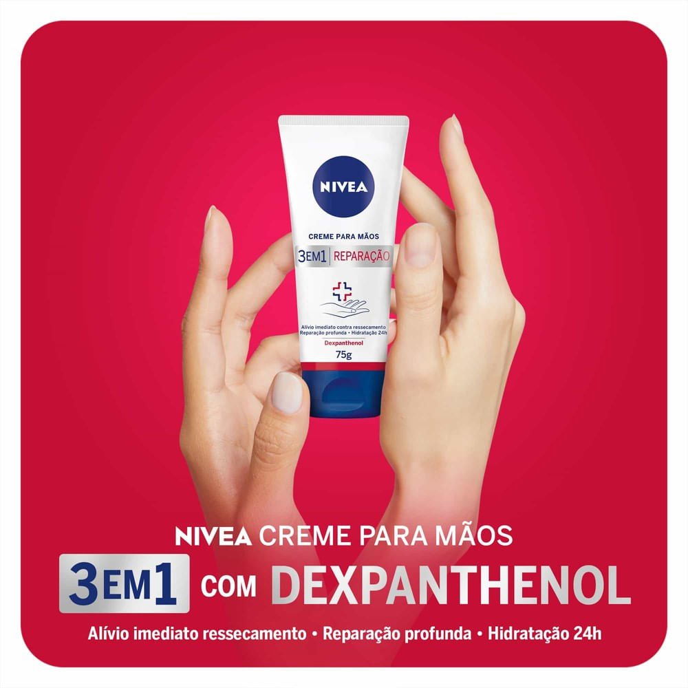 NIVEA Creme Para as Mãos 3 em 1 Reparação com Dexpanthenol 75g 75g 4