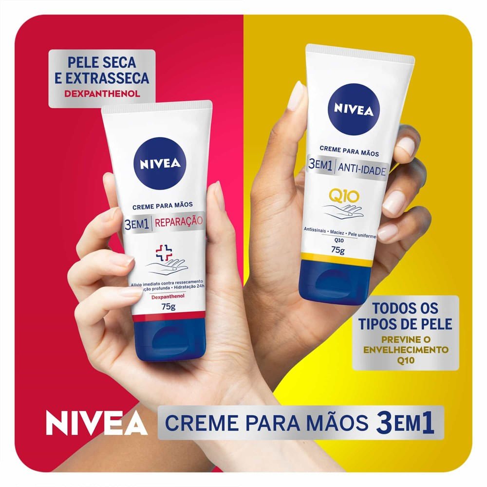 NIVEA Creme Para as Mãos 3 em 1 Reparação com Dexpanthenol 75g 75g 9