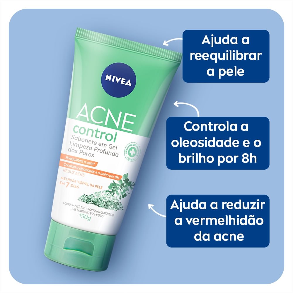 Kit Nivea Controle Da Acne Control. Contém: Sabonete + Tônico + Esfoliante + Hidratante + Ganhe Necessaire ÚNICO 8